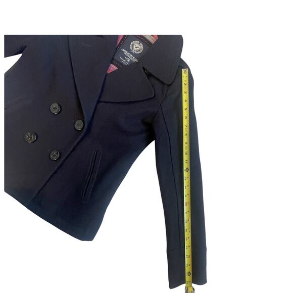 American Eagle Navy Blue Wool Blend Military Peacoat Jacket Womens S - Picture 5 of 10